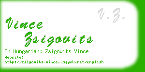 vince zsigovits business card